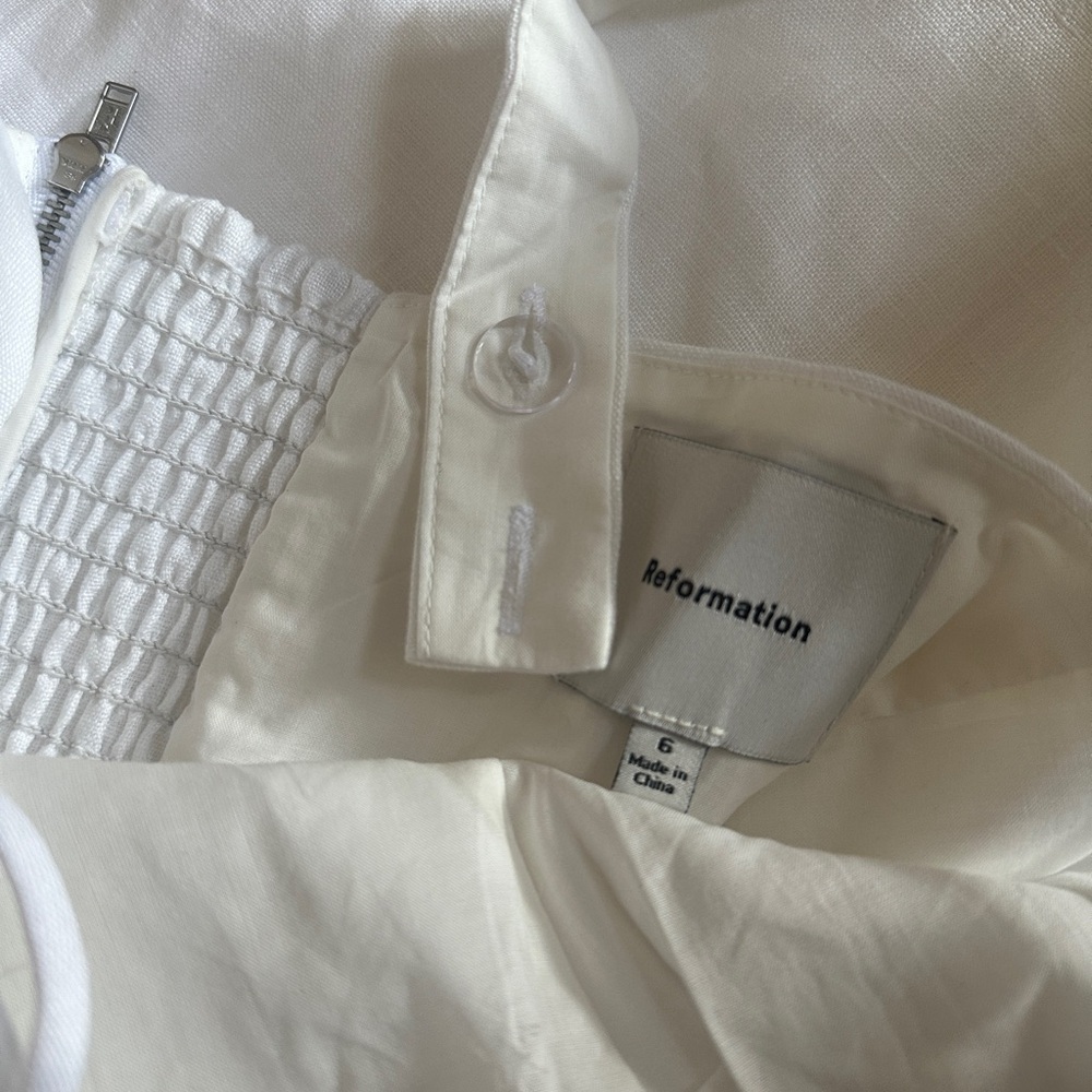 NEW Reformation Daria Mini Linen Dress Sleeveless Bow Corset in White | size 6 - Picture 11 of 12
